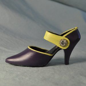 vintage My Treasure fancy shoe figurine purple yellow rhinestone (W1005)